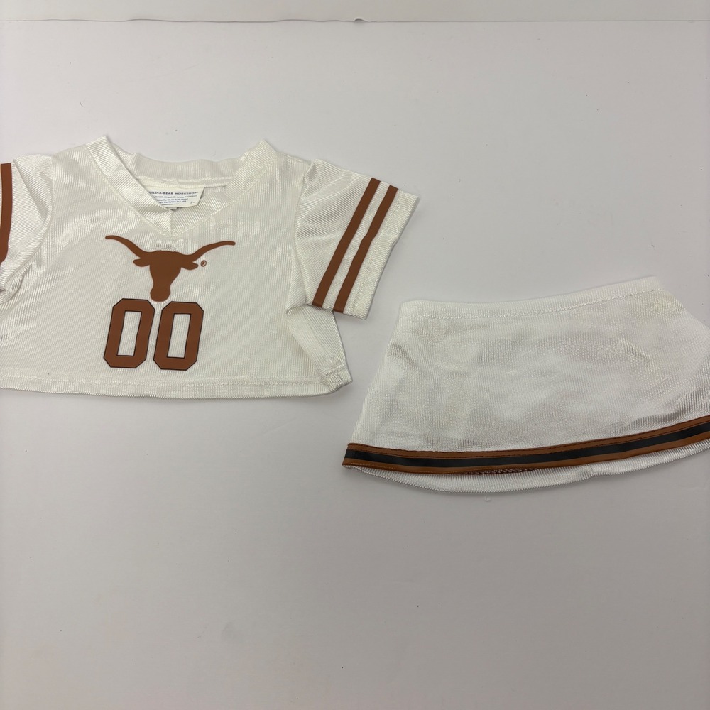 Build-A-Bear Texas Longhorns Jersey and Skirt Set White Burnt Orange Doll Outfit